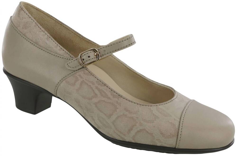 NEW SAS women's isabel mary jane heel in taupe/ snake